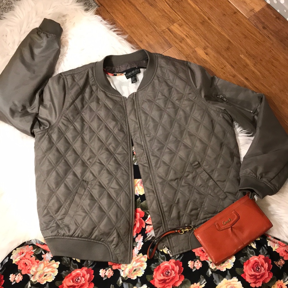 Forever 21+ Dark Grey Bomber Jacket